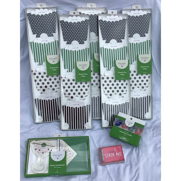 Kate Spade Hostess Set | Bundled Party Invites, Candles, Matches & Snack Cups - Picture 1 of 8